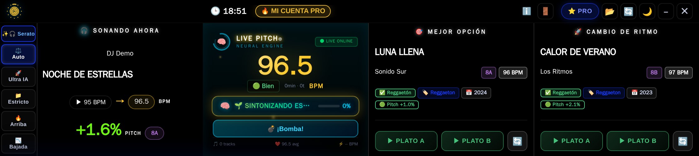 Ventana de TrackAI con sus botones numerados